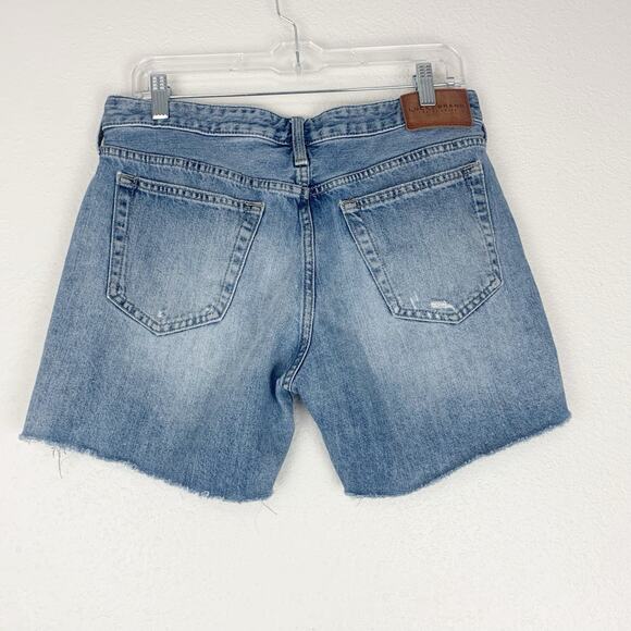 Lucky Shorts Women 6/28 Denim Mid-rise Boy Cut-Off Raw Edge Distressed Blue Jean - Picture 2 of 11